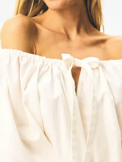 Sleeper Cha-cha Billowy-sleeves Blouse In White