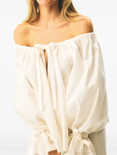 Sleeper Cha-cha Billowy-sleeves Blouse In White