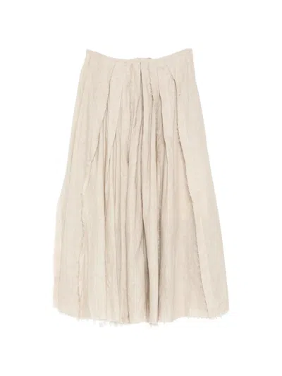Forme D'expression Raw-edged Pleated Skirt In Neutral