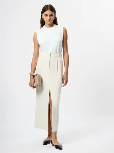French Connection Harry Suiting Slit Maxi Skirt In White