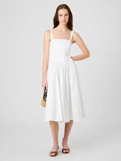 French Connection Cotton Sateen Fitted Bodice Midi Dress In Multi