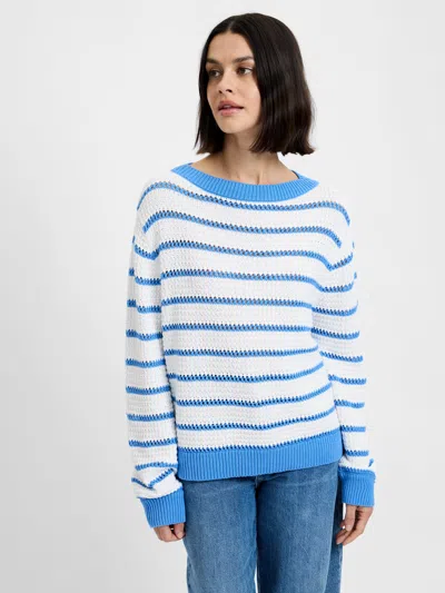 French Connection Teddy Knit Open Stripe Boat Neck Sweater In Multi