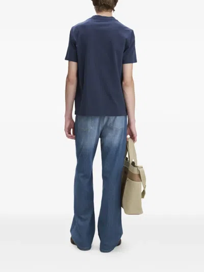 A.p.c. Cotton Crew Neck Short Sleeve T-shirt In Blue