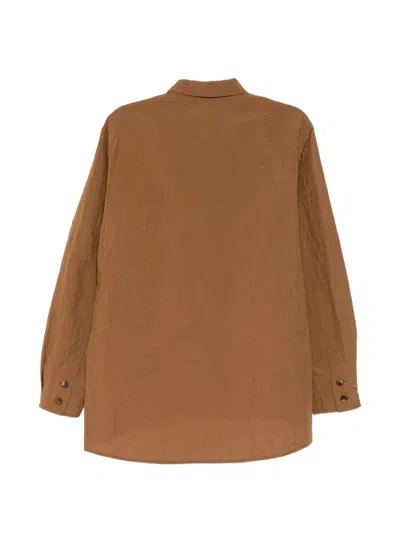 Forme D'expression Arc Round-collar Shirt In Brown