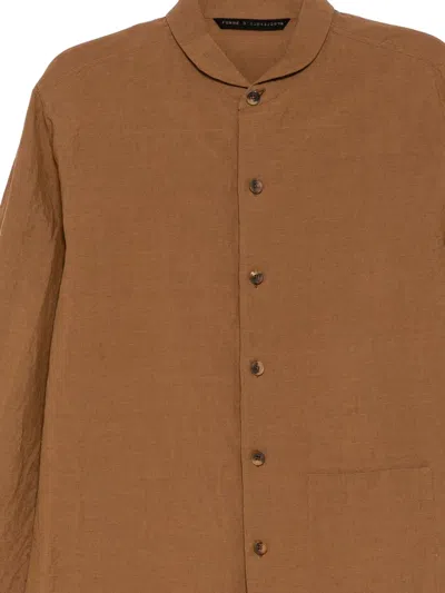 Forme D'expression Arc Round-collar Shirt In Brown