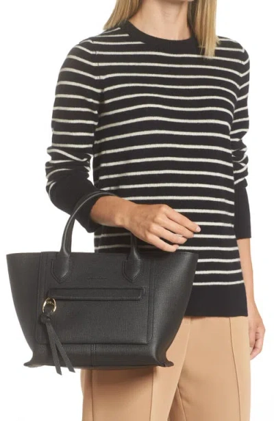Longchamp Medium Mailbox Leather Top Handle Bag In Black