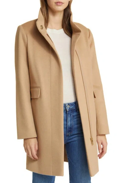 Sam Edelman Longline Wool Blend Coat In Brown