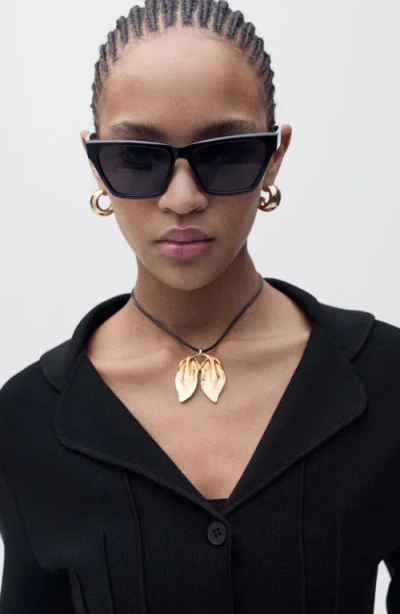 Mango Knit Jacket With Lapel Collar In Black