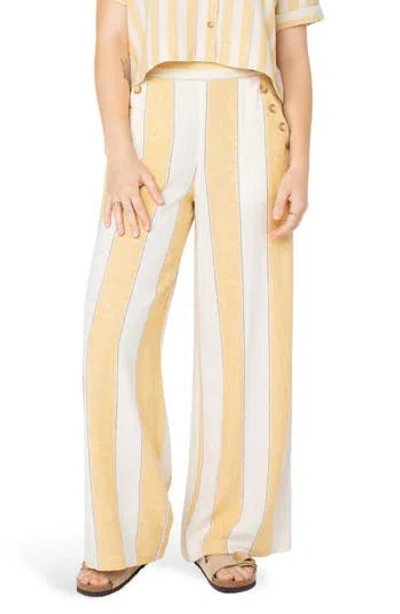 Roxy Adrian Stripe Wide Leg Linen Blend Pants In Multi