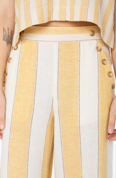 Roxy Adrian Stripe Wide Leg Linen Blend Pants In Multi