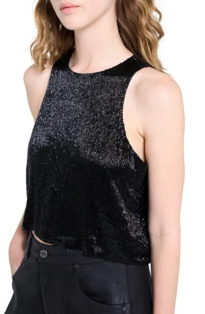 Twp Bugle Bead Crop Tank In Black