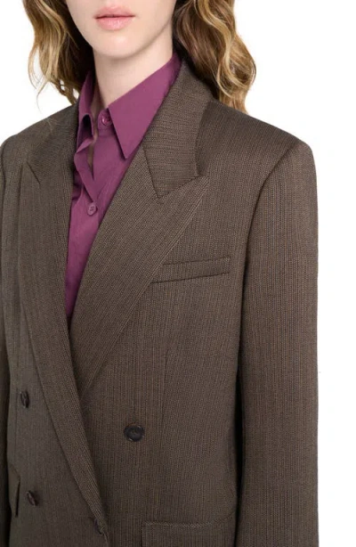 Twp Harper Wool Blend Double Breasted Blazer In Brown