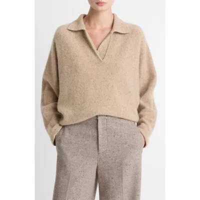 Vince Layered Wool And Cashmere-blend Polo Sweater In Gray