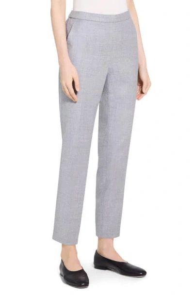 Theory Sleek Flannel Treeca Pull-on Pants In Blue