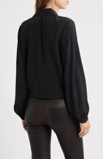 Frame Prim Silk Button-up Shirt In Black