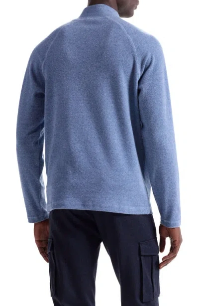 Bugatchi Brushed Cotton Blend Quarter Zip Pullover In Blue