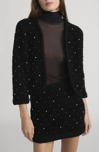 Frame Womens Black The Embellished Wool-blend Knitted Jacket In Black