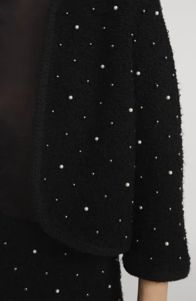 Frame Womens Black The Embellished Wool-blend Knitted Jacket In Black