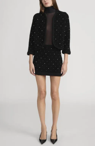 Frame Womens Black The Embellished Wool-blend Knitted Jacket In Black