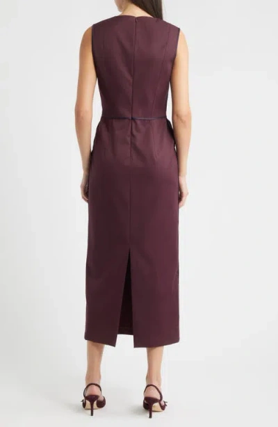 Hugo Boss Boss Drumialdan Virgin Wool Midi Sheath Dress In Burgundy