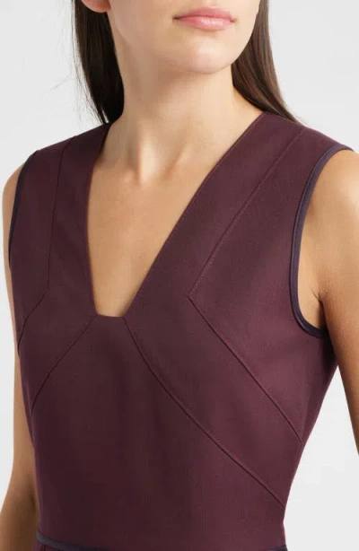 Hugo Boss Boss Drumialdan Virgin Wool Midi Sheath Dress In Burgundy