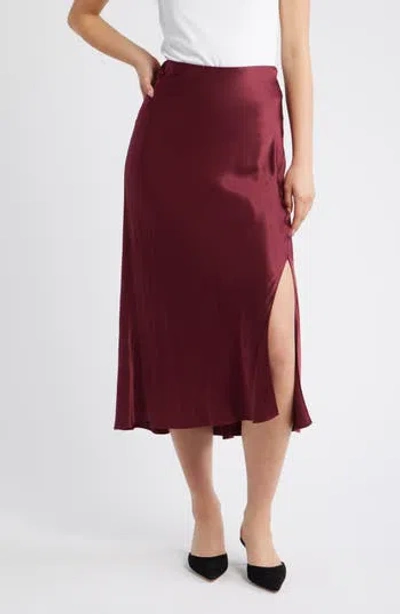Rails Maya Side Split Satin Skirt In Burgundy