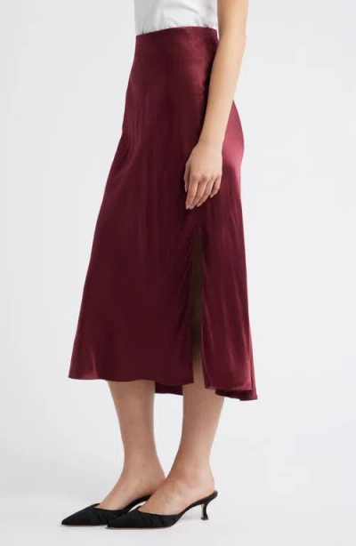Rails Maya Side Split Satin Skirt In Burgundy