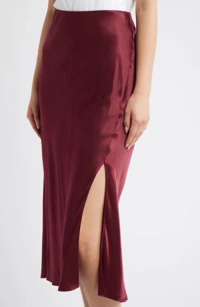 Rails Maya Side Split Satin Skirt In Burgundy