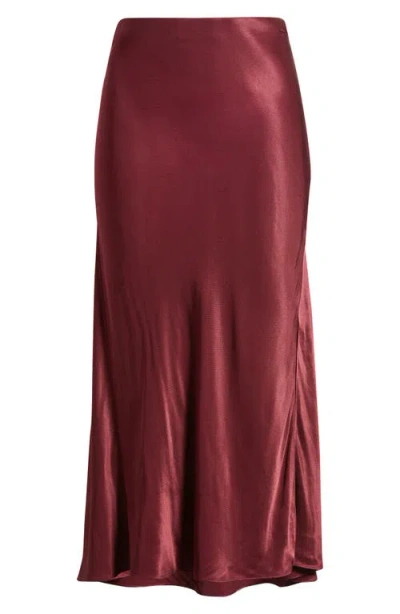 Rails Maya Side Split Satin Skirt In Burgundy