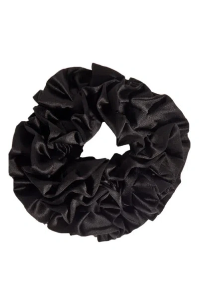 Kitsch Satin Ruffle Scrunchie In Black