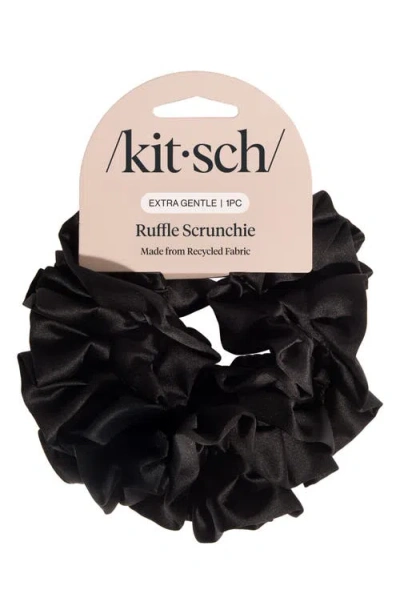 Kitsch Satin Ruffle Scrunchie In Black