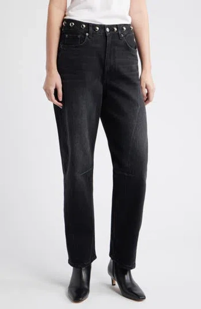Rails Womens Samo Black Stone Studded Samo Studded Barrel-leg Denim Jeans In Black