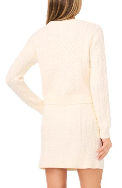 Cece Cable Crewneck Sweater In White