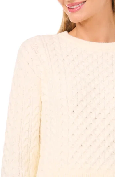 Cece Cable Crewneck Sweater In White