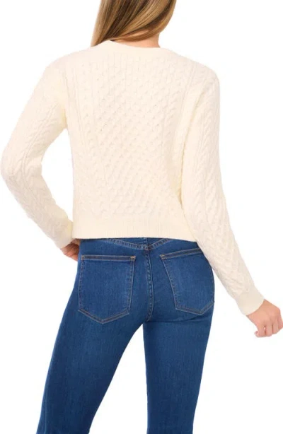 Cece Cable Crewneck Sweater In White