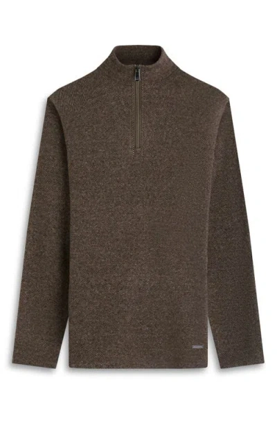 Bugatchi Brushed Cotton Blend Quarter Zip Pullover In Multi