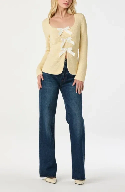 Astr The Label Split Front Bow Top In Yellow