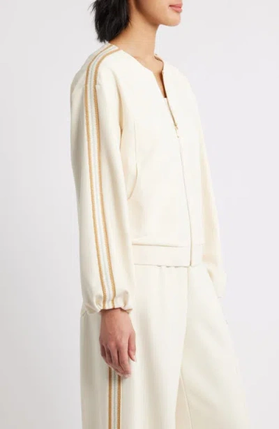 Wit & Wisdom Stripe Trim Front Zip Jacket In Multi