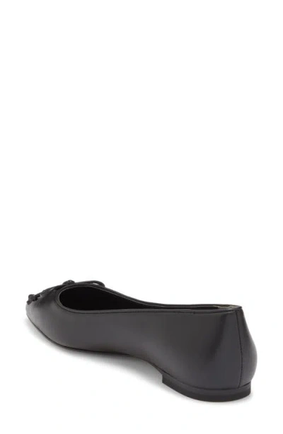 Stuart Weitzman Gabby Pointed Toe Bow Flat In Black