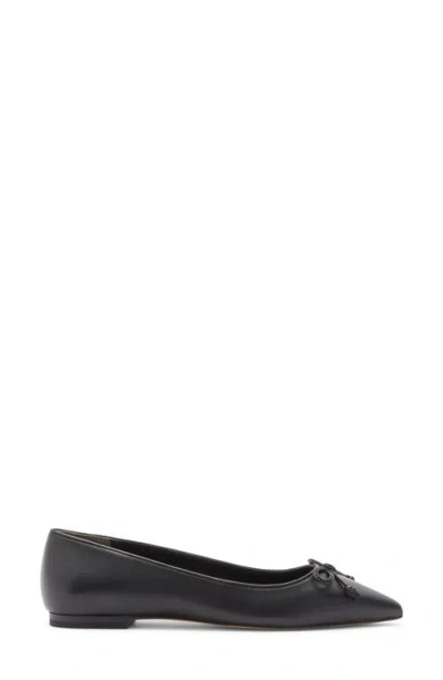 Stuart Weitzman Gabby Pointed Toe Bow Flat In Black