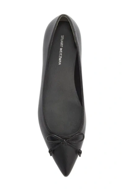 Stuart Weitzman Gabby Pointed Toe Bow Flat In Black