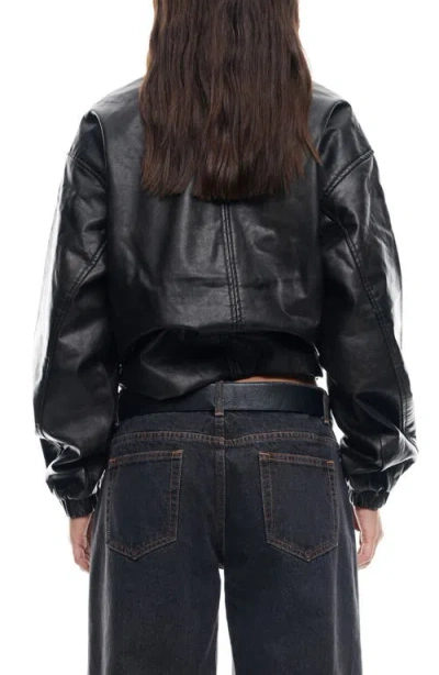 Lioness Nirvana Faux Leather Bomber Jacket In Black