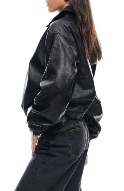 Lioness Nirvana Faux Leather Bomber Jacket In Black