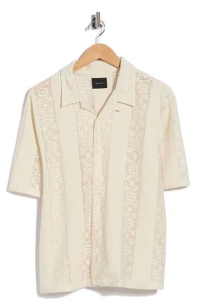Pacsun Dexter Lace Panel Button-up Camp Shirt In Brown