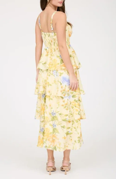 Blu Pepper Floral Tiered Dress In Multi