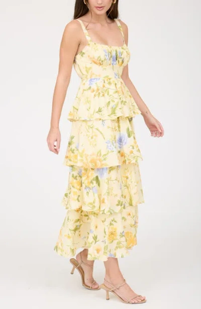 Blu Pepper Floral Tiered Dress In Multi