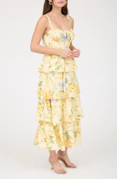 Blu Pepper Floral Tiered Dress In Multi