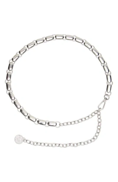Steve Madden Bean Chain Belt In Silver