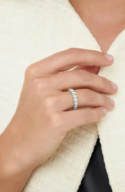 Devata Beaded Ball Textured Ring In Silver