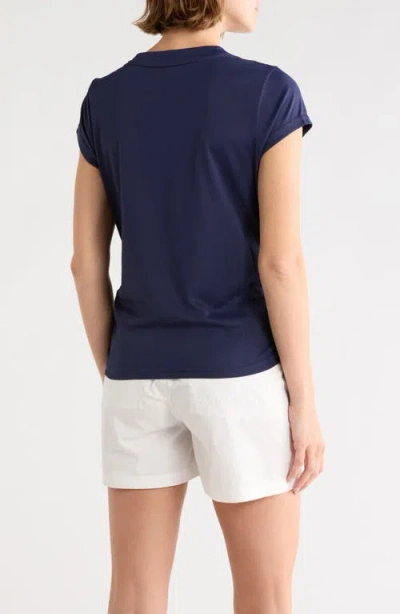 Dkny Ruched Tech T-shirt In Blue